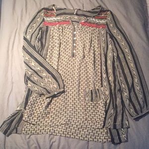 Printed and embellished flowy blouse